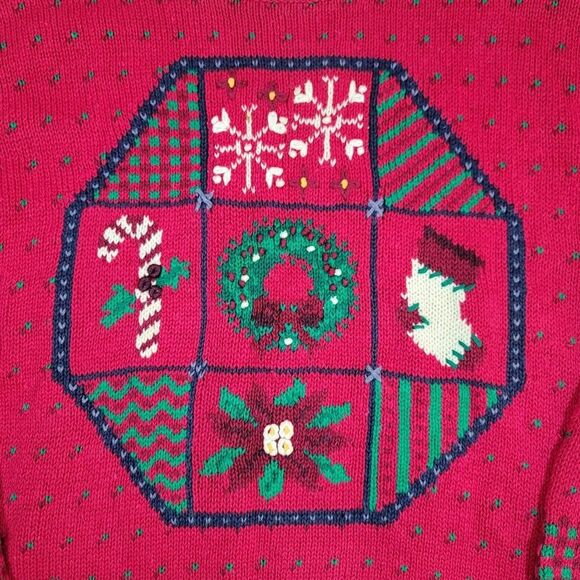 Vintage Northern Isles hand embroidered Christmas sweater sz M - Picture 3 of 6